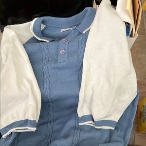 Blue and White Knit Sweater